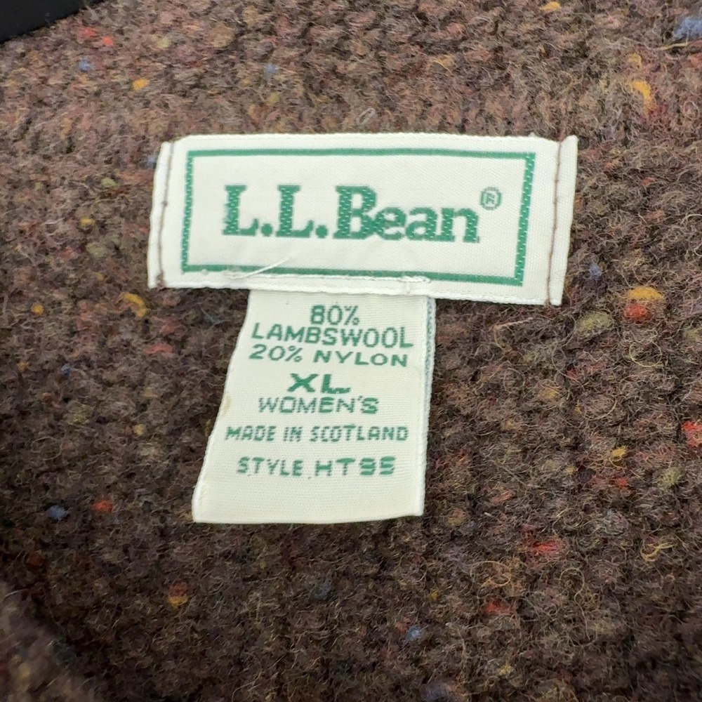 Vintage LL Bean Cardigan Women XL Brown Lambswool Button Collared Preppy Style - Picture 3 of 6